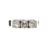 18CT WHITE GOLD THREE STONE DIAMOND RING