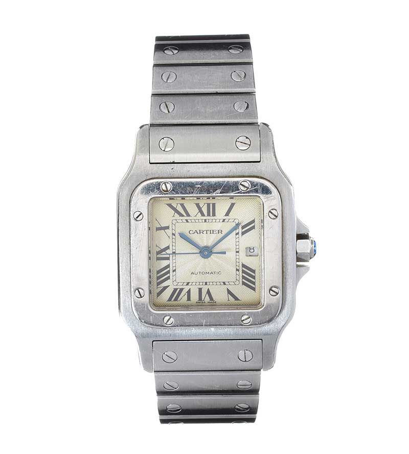 CARTIER 'SANTOS GALBEE' STAINLESS STEEL UNISEX WRIST WATCH