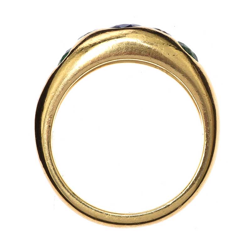 18CT GOLD SAPPHIRE, EMERALD AND DIAMOND RING - Image 3 of 3