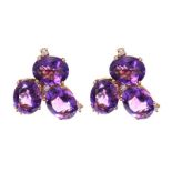 18CT ROSE GOLD AMETHYST AND DIAMOND EARRINGS