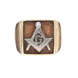 18CT GOLD MASONIC DIAMOND RING