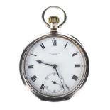 STERLING SILVER POCKET WATCH WITH OMEGA MOVEMENT