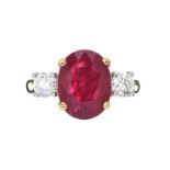 18CT GOLD RUBY AND DIAMOND RING