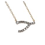 14CT GOLD WISHBONE DIAMOND NECKLACE