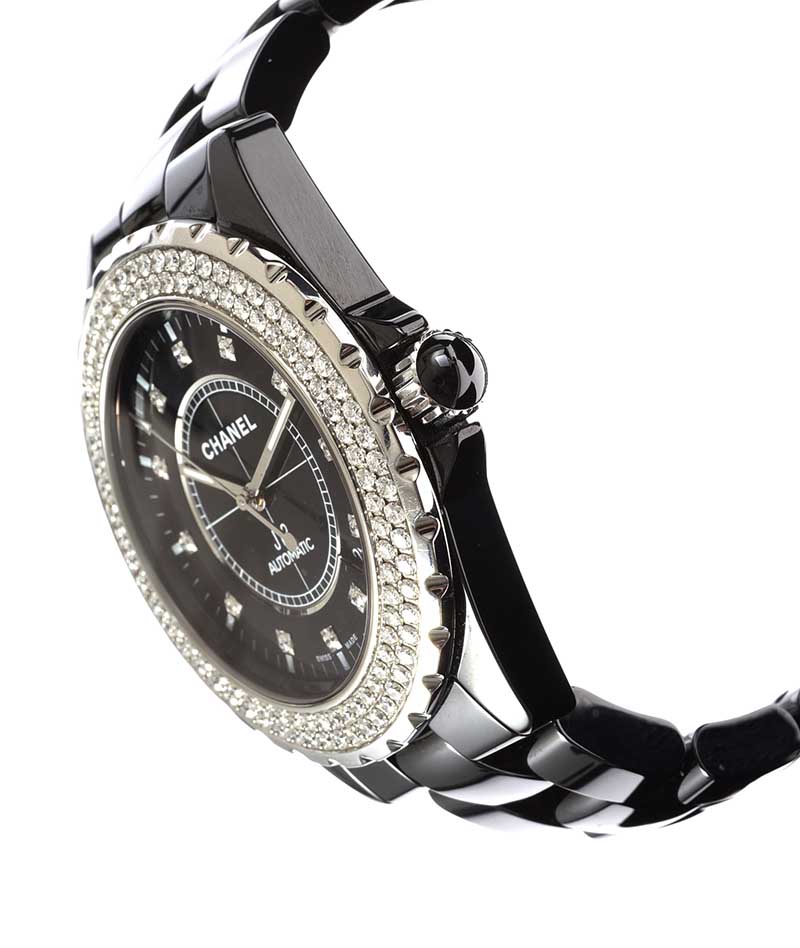 CHANEL 'J12' BLACK CERAMIC DIAMOND-SET LADY'S WRIST WATCH - Image 3 of 3