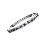 9CT WHITE GOLD DIAMOND AND SAPPHIRE BAND