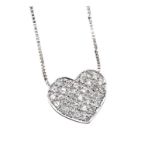 18CT WHITE GOLD DIAMOND HEART-SHAPED PENDANT AND CHAIN