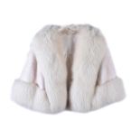 WHITE FOX AND MINK COCKTAIL CAPE WITH POCKETS