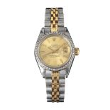ROLEX 'DATEJUST' STAINLESS STEEL AND 18CT GOLD DIAMOND-SET LADY'S WRIST WATCH