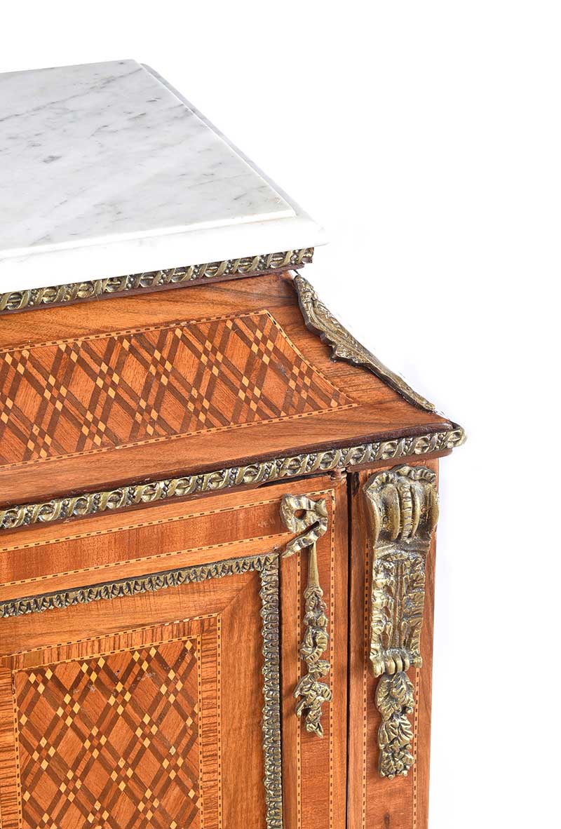 INLAID MARBLE TOP SIDE CABINET - Image 2 of 8