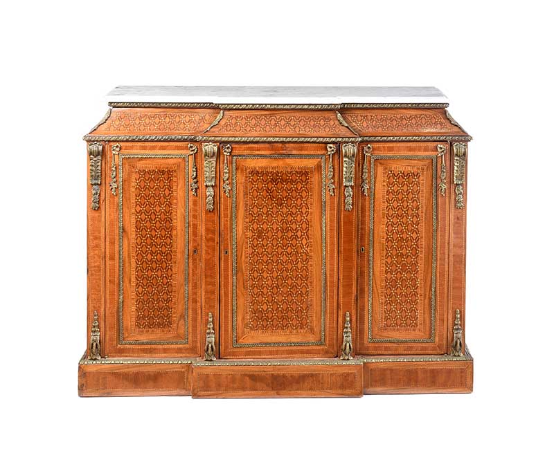 INLAID MARBLE TOP SIDE CABINET - Image 5 of 8