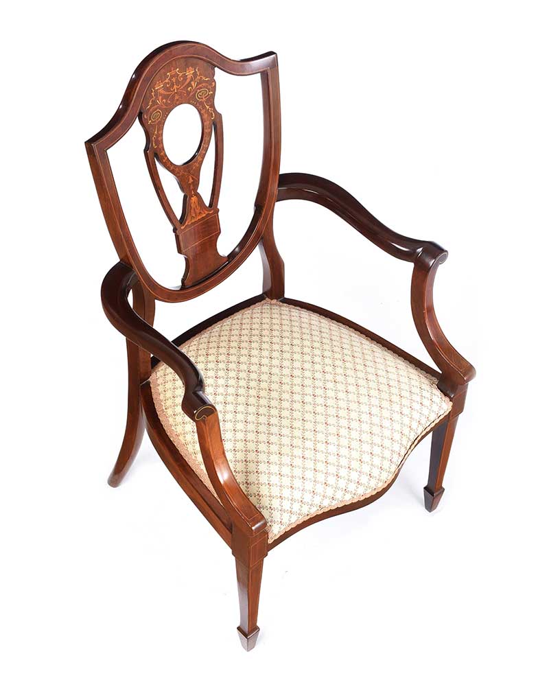 EDWARDIAN INLAID MAHOGANY ARMCHAIR - Image 4 of 7