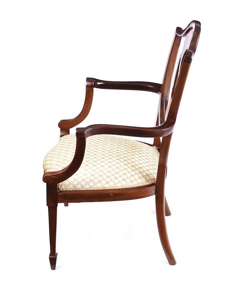 EDWARDIAN INLAID MAHOGANY ARMCHAIR - Image 6 of 7