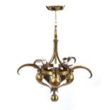 ART NOUVEAU BRASS LIGHT FITTING