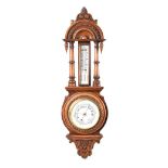 CARVED OAK BAROMETER