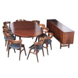 NINETEEN SEVENTIES ROSEWOOD TWELVE PIECE DINING ROOM SUITE