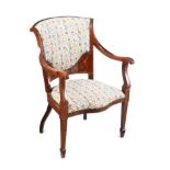 EDWARDIAN INLAID MAHOGANY ARMCHAIR