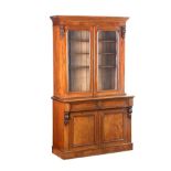 VICTORIAN MAHOGANY TWO DOOR BOOKCASE