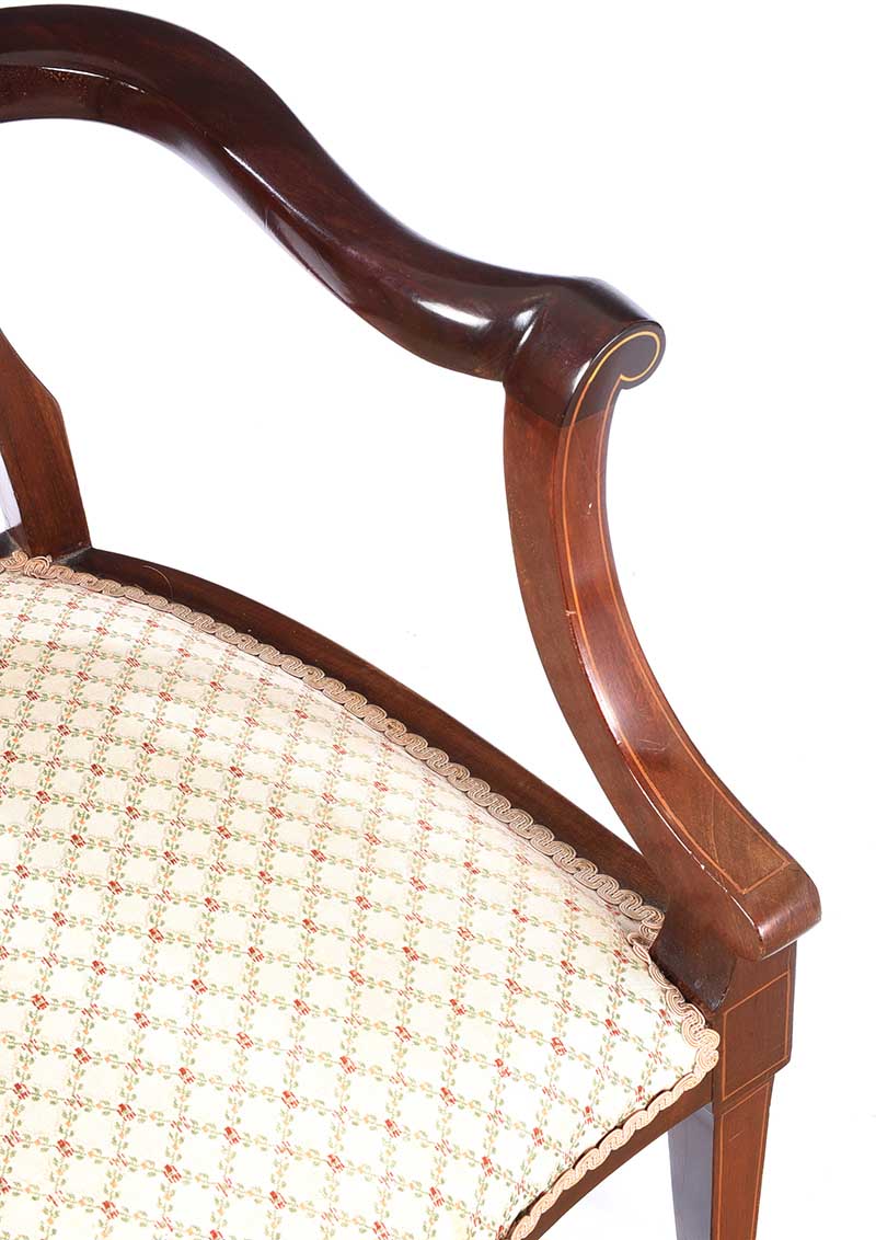 EDWARDIAN INLAID MAHOGANY ARMCHAIR - Image 3 of 7