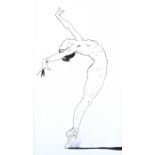 Matthew H. Smyth - BALLERINA - Pen & Ink Drawing - 14 x 8 inches - Signed in Monogram