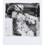 Colin Middleton, RHA RUA - SEATED GIRL - Black & White Monotype Print - 6 x 6.5 inches - Signed