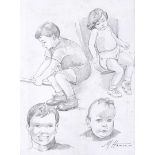 Martin Hasson - CHILDREN STUDIES - Pencil on Paper - 12 x 9 inches - Signed