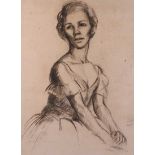 William Conor, RHA RUA - THE DEBUTANTE - Charcoal on Paper - 24 x 17 inches - Signed