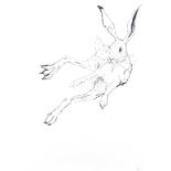 Matthew H. Smyth - JUMPING HARE - Pen & Ink Drawing - 14 x 10 inches - Signed in Monogram