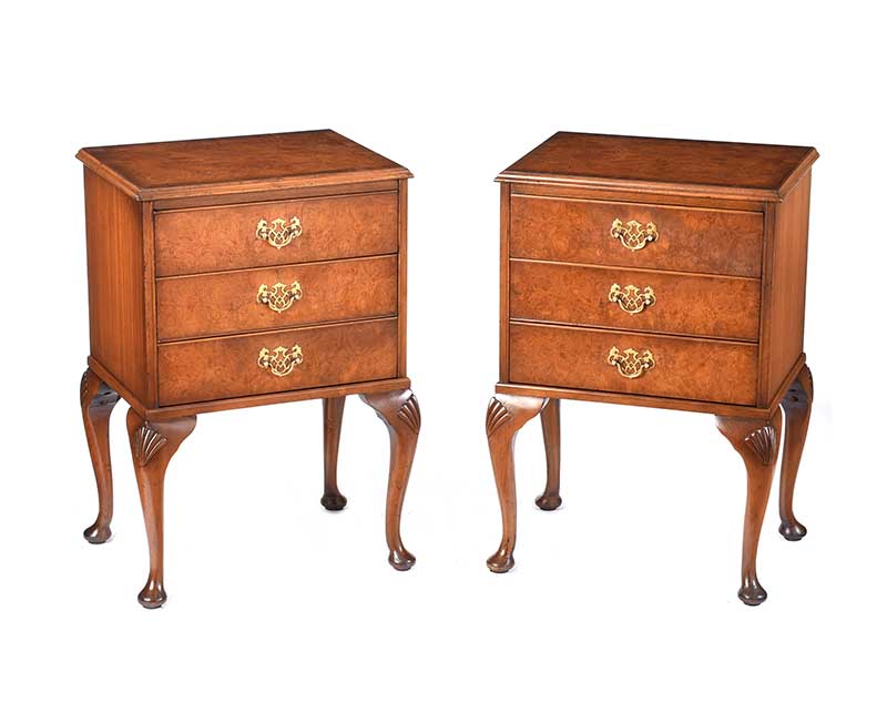 PAIR OF WALNUT BEDSIDE PEDESTALS