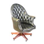 DEEP BUTTONED LEATHER DESK CHAIR