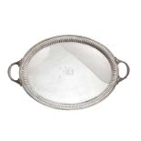 OVAL SILVER TWO HANDLED TRAY