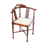 EDWARDIAN MAHOGANY CORNER CHAIR