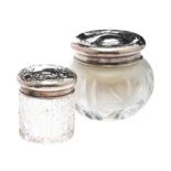 SILVER TOPPED PIN JAR & POWDER JAR