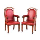 PAIR OF OAK ARMCHAIRS