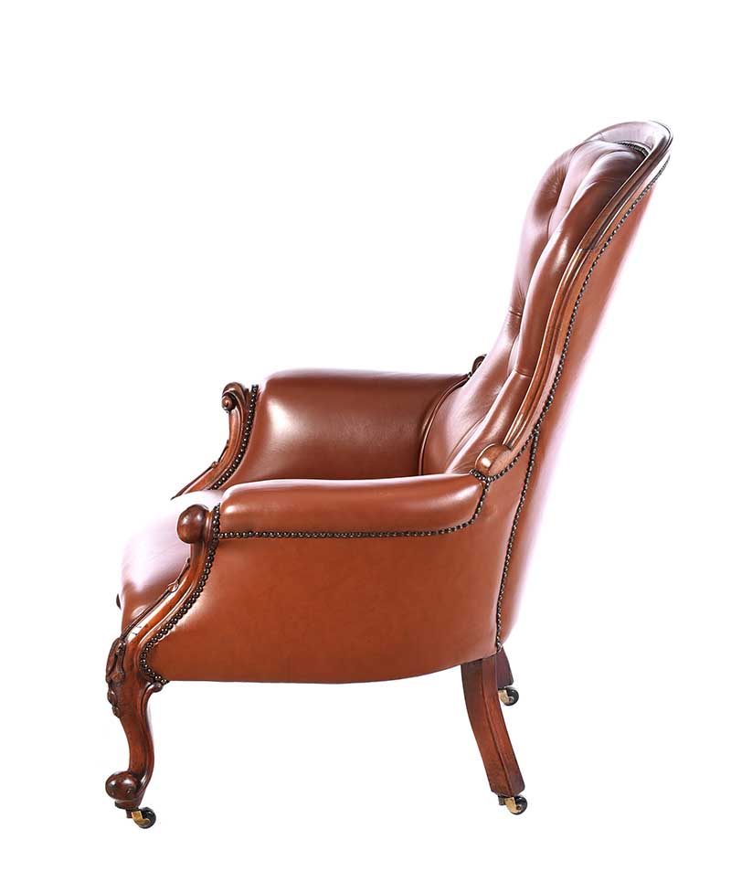 VICTORIAN BUTTON BACK RUTLAND ARMCHAIR - Image 6 of 7