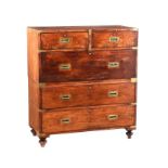 LATE VICTORIAN MAHOGANY CAMPAIGN CHEST OF DRAWERS