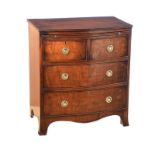 ANTIQUE MAHOGANY BOW FRONT CHEST OF DRAWERS