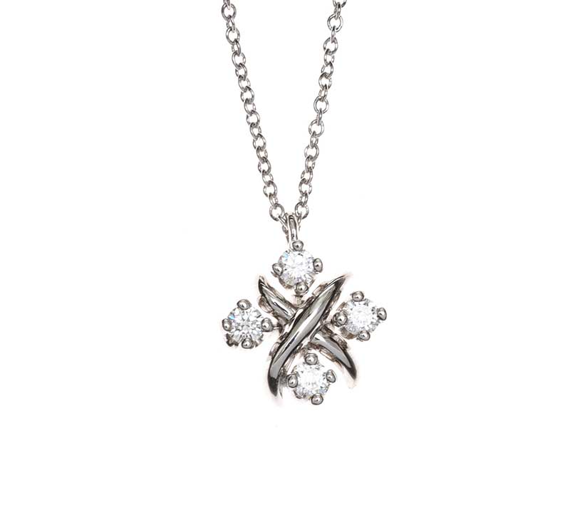 TIFFANY & CO. SCHLUMBERGER PLATINUM AND DIAMOND 'LYNN PENDANT AND CHAIN'