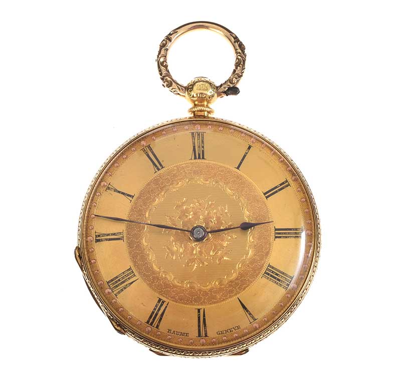 18CT GOLD BAUME OPEN-FACED POCKET WATCH