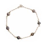 9CT GOLD PEARL-SET BRACELET