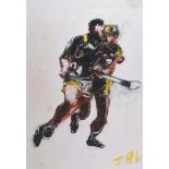 J.B. Vallely - THE HURLERS - Limited Edition Coloured Print (2/50) - 20 x 13 inches - Signed