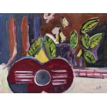 Rachel Grainger Hunt - SPANISH GUITAR - Acrylic on Board - 10 x 13 inches - Signed in Monogram