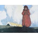 Paul Henry, RHA - THE POTATO DIGGER - Coloured Print - 11 x 15 inches - Unsigned