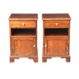 PAIR OF MAHOGANY BEDSIDE PEDESTALS