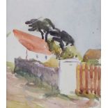 Gerard Dillon - COTTAGES, WEST OF IRELAND - Watercolour Drawing - 6 x 5 inches - Signed in Monogram