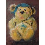 Joan Harvey - BLUE TEDDY - Oil on Canvas - 16 x 12 inches - Signed