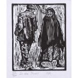 William Conor, RHA RUA - IN THE STREET - Limited Edition Black & White Print (83/300) - 4 x 3 inches