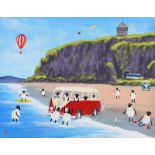 Andy Pat - ANDY PAT'S WANDERING SHEEP CAMPER VAN VACATION - Oil on Canvas - 12 x 16 inches - Signed