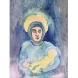 Father Jack P. Hanlon - MADONNA & CHILD - Watercolour Drawing - 7 x 5 inches - Signed