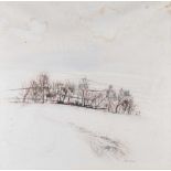 Peter McCann - WINTER LANDSCAPE - Watercolour Drawing - 17 x 17 inches - Signed